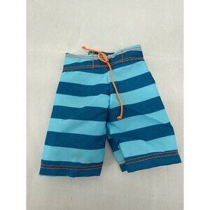 VTG Ken Doll Striped Board Shorts Aqua Blue Orange Y2K Beach Skater Aesthetics